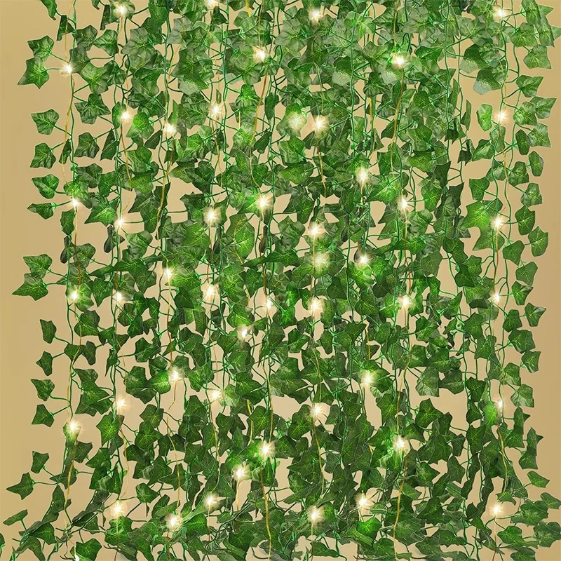 Interior Design Office - Grüner Efeu, 210 cm, LED-Lichterkette, Blatt,