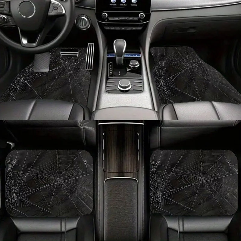 Interior Design Web Free - 5 Stück Spinnennetz-Muster Autofußmatten | Polyester-Material,
