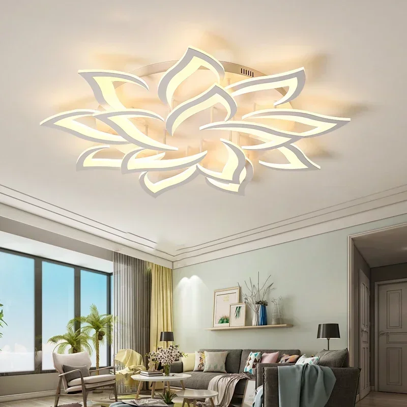 Interior Design Luxury Living Room - Designer LED Blütenblatt Kronleuchter Wohnzimmer Schlafzimmer