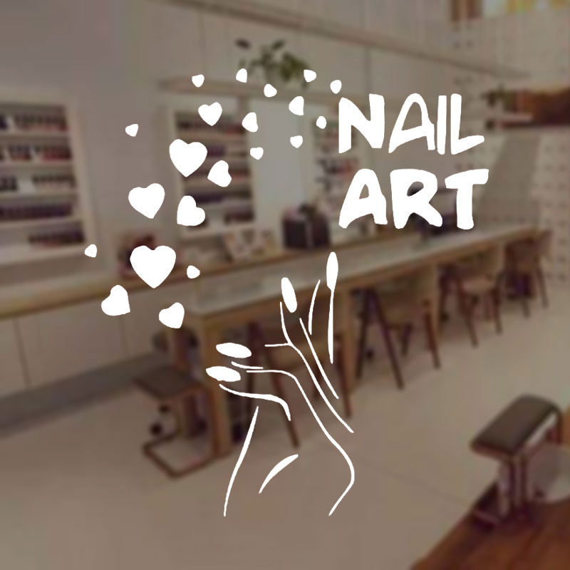 Interior Design Nail Salon - Nägel Kunst Fenster Decals Liebe Schönheit
