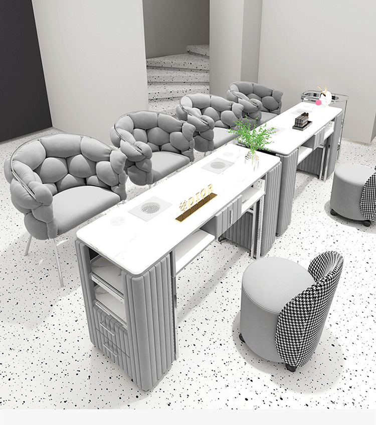 Interior Design Nail Salon - Innendesign Maniküretisch und Stuhl Set mit