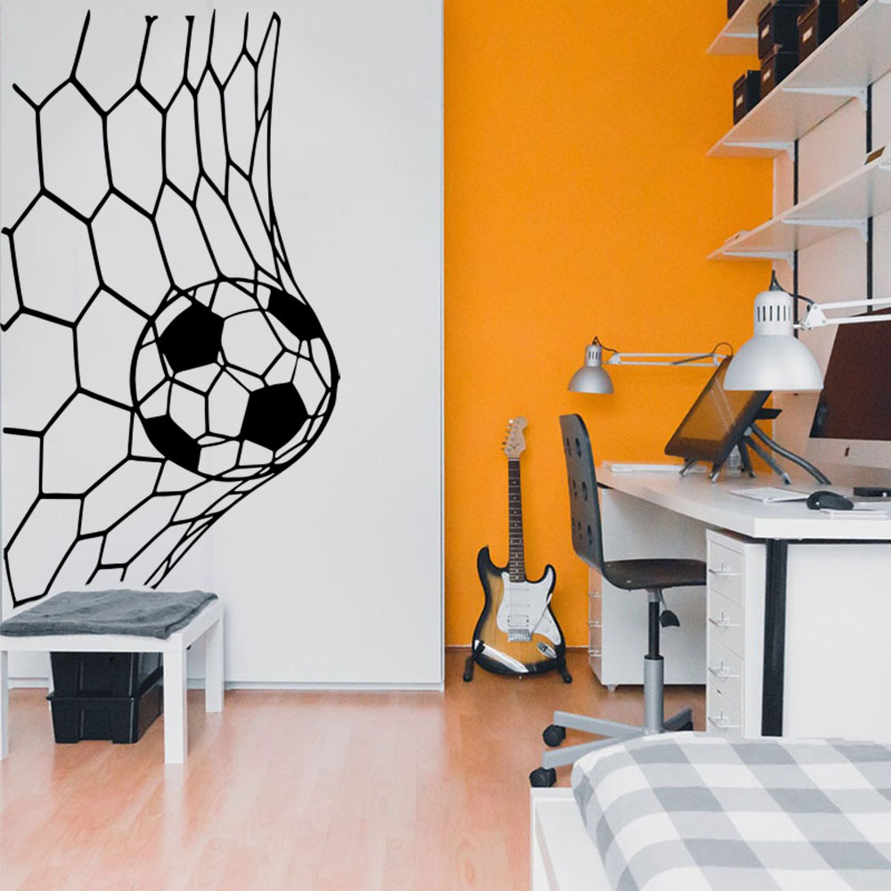 Interior Design Magazine - Großer Soceer-Tornetz-Wandaufkleber, Spielzimmer, Schlafzimmer, Fußball, Online-Wandaufkleber,