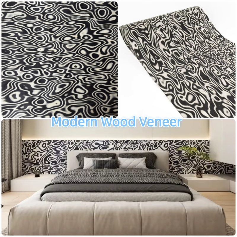 Interior Design Tech - Tech Schwarz-Weiß-Grafikholzfurnierplatte für moderne Akzentwände, individuelle