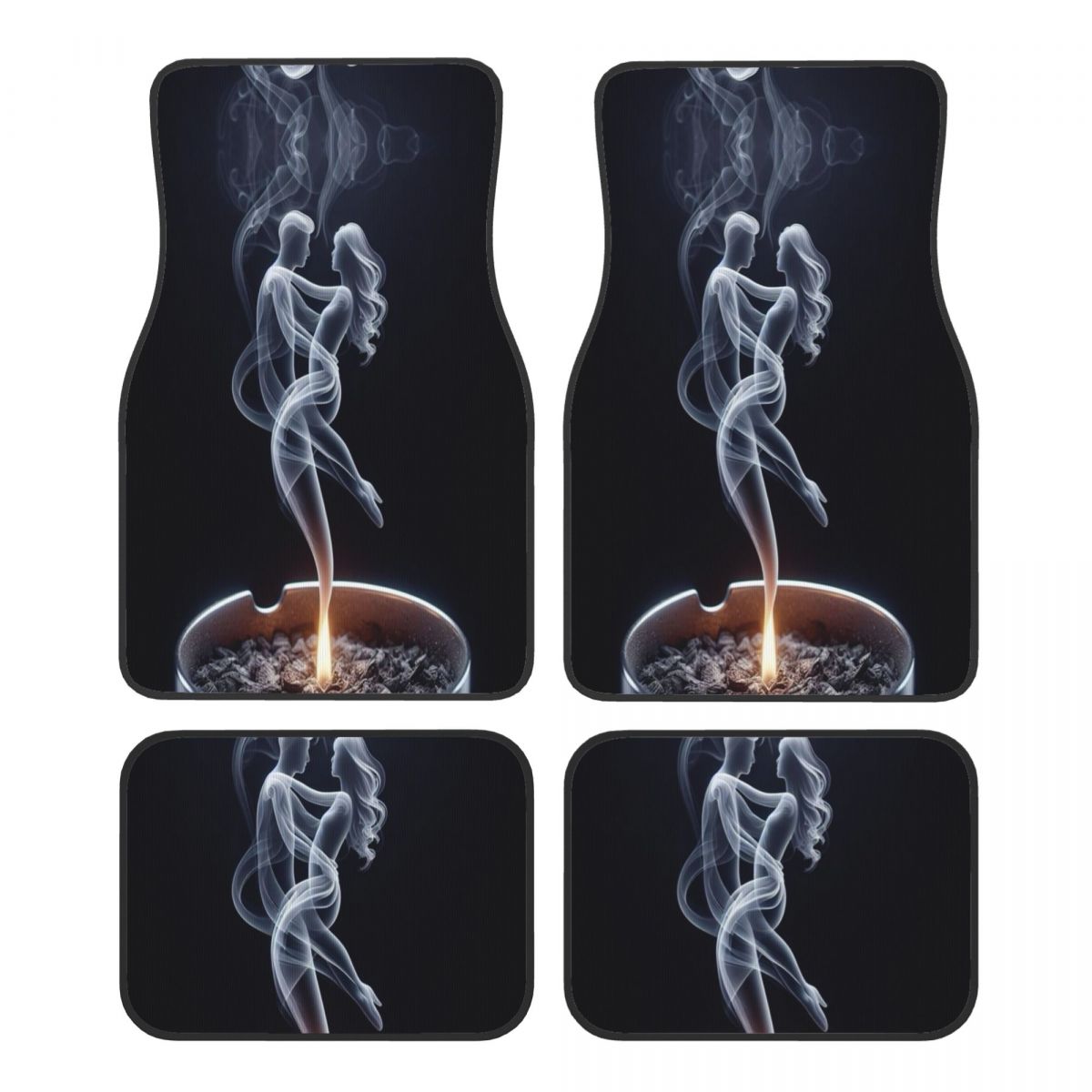 Interior Design Tech - 4-teiliges Set mit Tech-Abstrakt-Design-Automatten – rutschfeste,