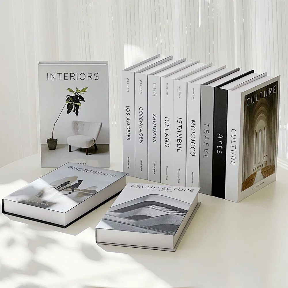Interior Design Magazine - Minimalistische, moderne, dekorative, gefälschte Bücher-Requisiten für