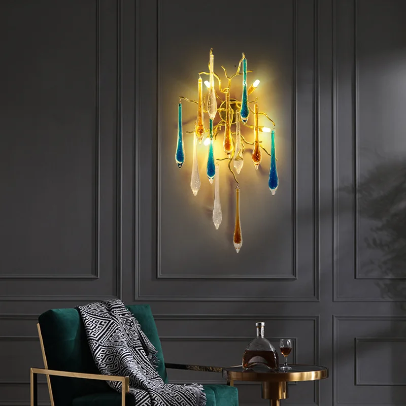 Interior Design Luxury Living Room - Nordic Luxus Bunte Kristall Decke Lampen