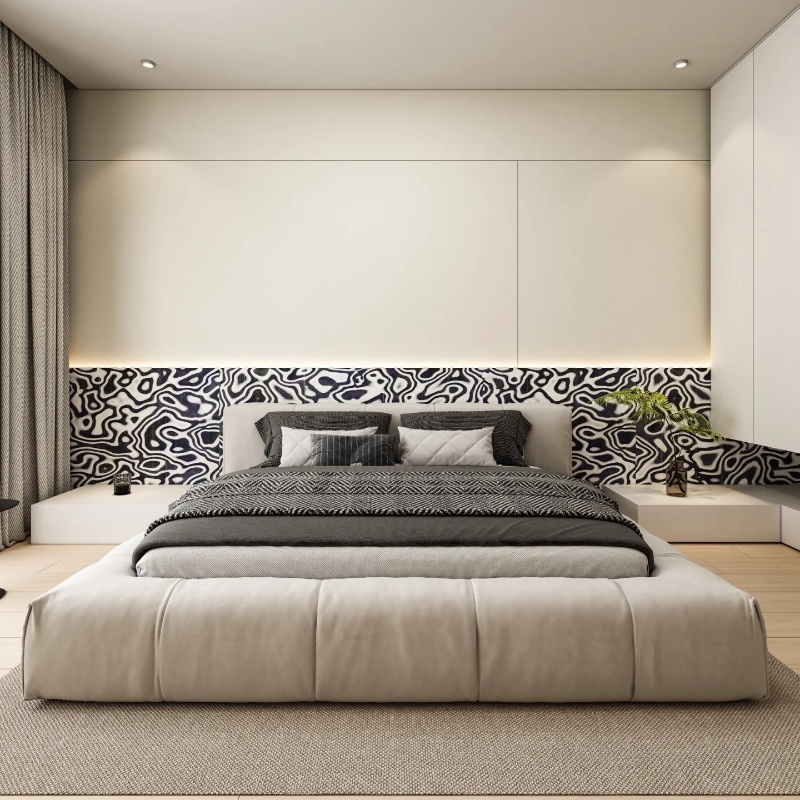 Tech Schwarz-Weiß-Grafikholzfu – Interior Design Tech Bewertung und Preis