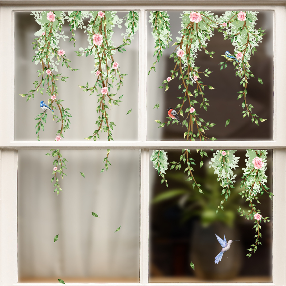 Zweige Blumen Vögel Glasaufkle – Interior Design Magazine Bewertung und Preis