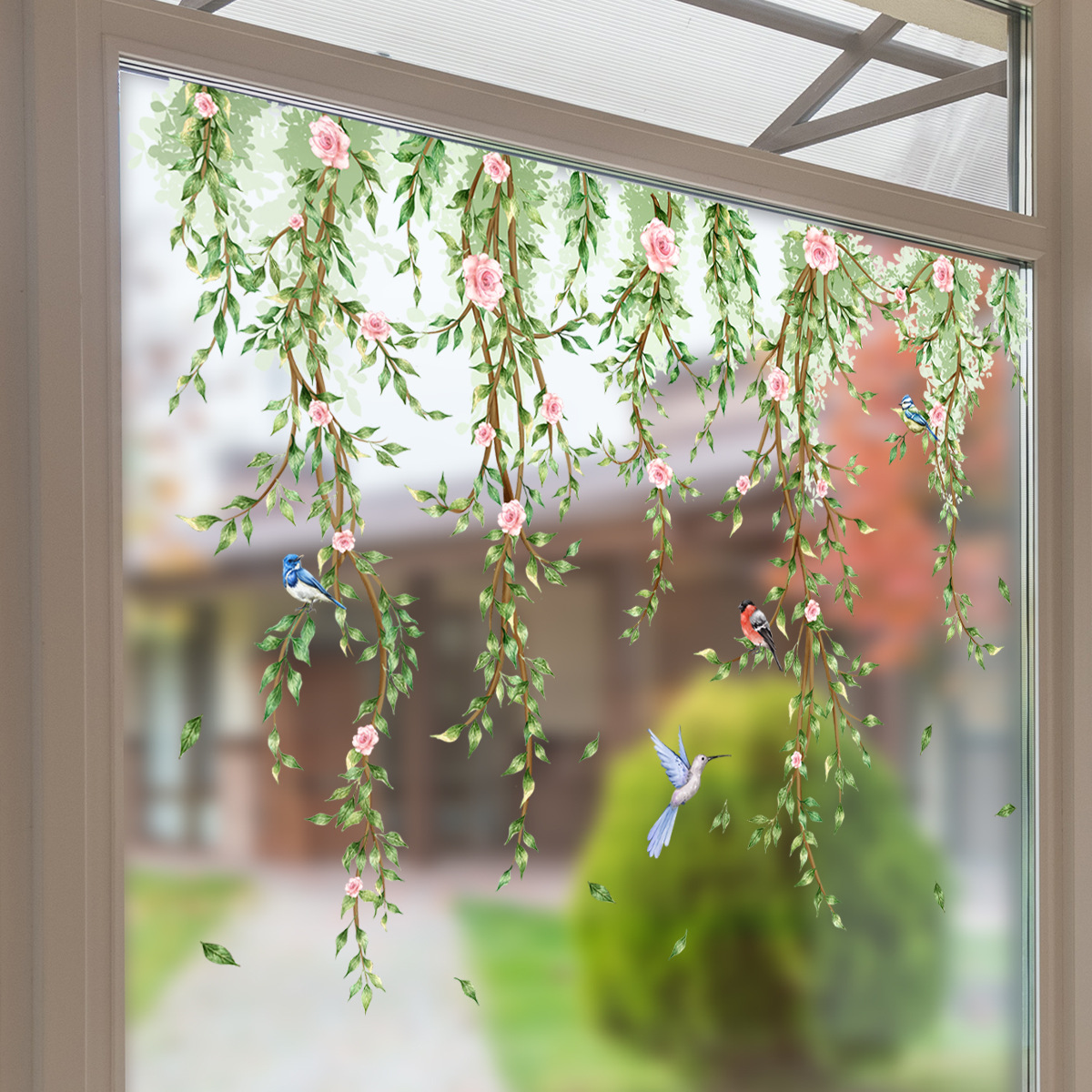 Zweige Blumen Vögel Glasaufkle – Interior Design Magazine Bewertung und Preis